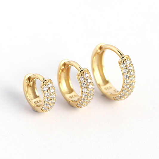 Gold Vermeil Thick Pave Huggie Earrings