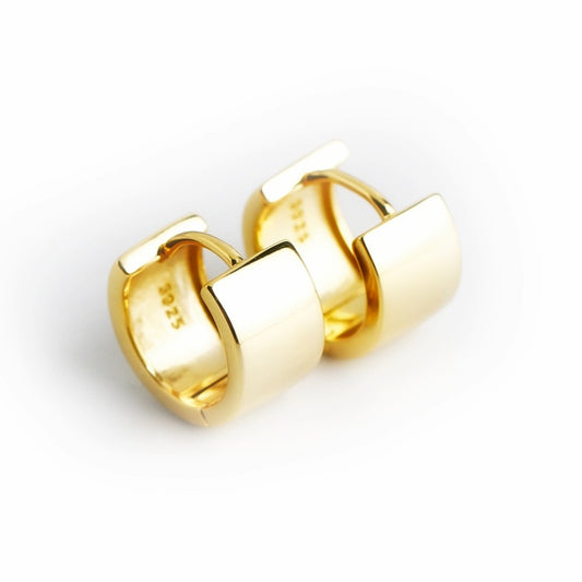 Gold Vermeil Large Wide Huggie Earrings