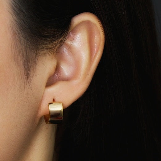 Gold Vermeil Large Wide Huggie Earrings