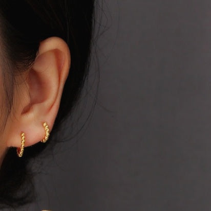 Gold Vermeil Beaded Huggie Earrings